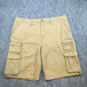 Faded Glory Shorts Mens 42 Khaki Cargo Regular Fit Zip Pockets 11" Inseam Cotton